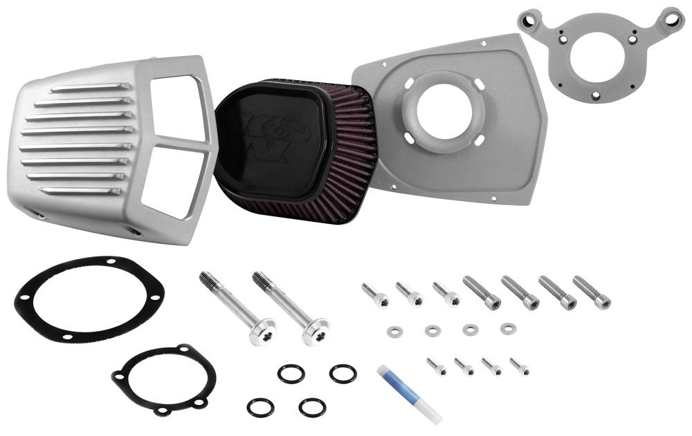 K&N Engineering K&N Street Metal Intake System 01-16 Harley Davidson Shaker Silver H/D Softail/Dyna Fl RK-3950S