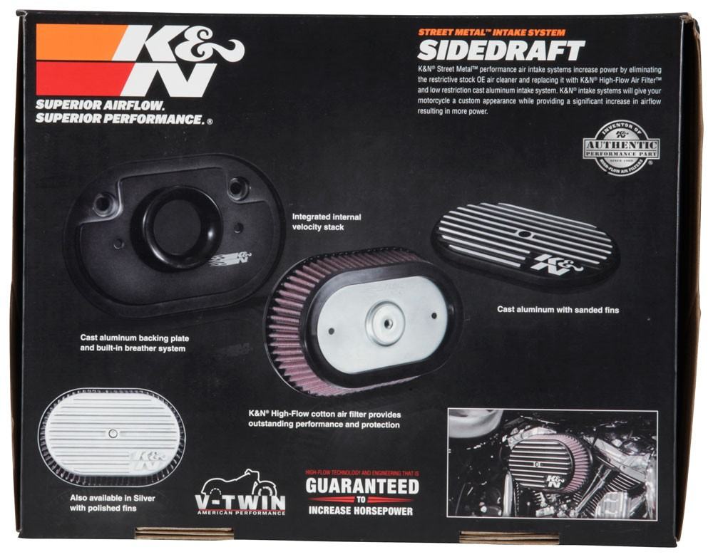 K&N Engineering K&N Street Metal Intake System Side Draft Dyna/Softail Silver Intake System-Harley Davidson RK-3953S
