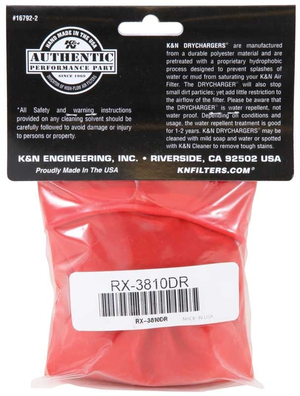 K&N Engineering K&N Red Drycharger Round Tapered Air Filter Wrap (use with knRX-3810-1) RX-3810DR
