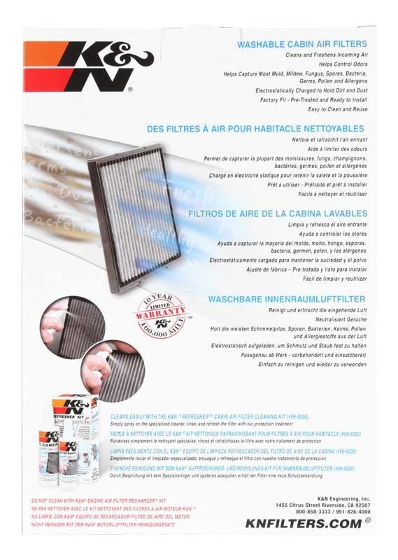 K&N Engineering K&N 2011-2016 Jeep Wrangler 2.8/3.6L Cabin Air Filter VF1010