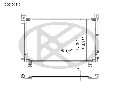 Koyorad A/C Condenser top view frsport CD010941