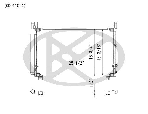 Koyorad A/C Condenser top view frsport CD011094