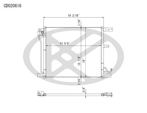 Koyorad A/C Condenser top view frsport CD020616
