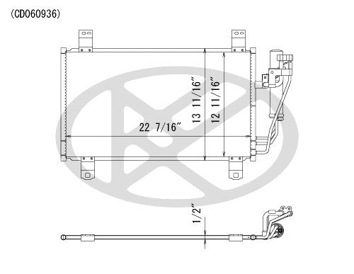 Koyorad A/C Condenser top view frsport CD060936