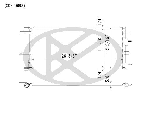 Koyorad A/C Condenser top view frsport CD320693