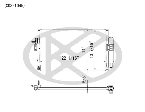 Koyorad A/C Condenser top view frsport CD321045