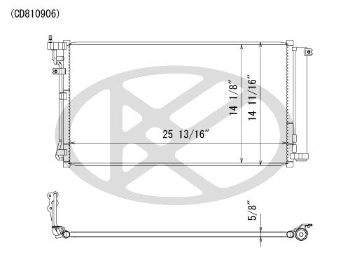Koyorad A/C Condenser top view frsport CD810906