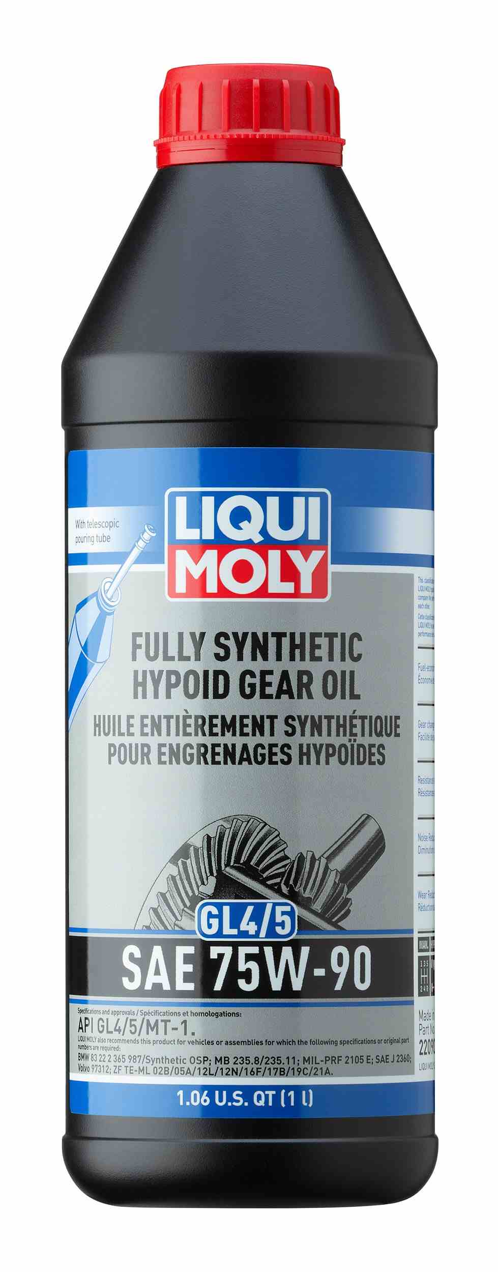 LIQUI MOLY 1L Fully Synthetic Hypoid Gear Oil (GL4/5) 75W-90 22090