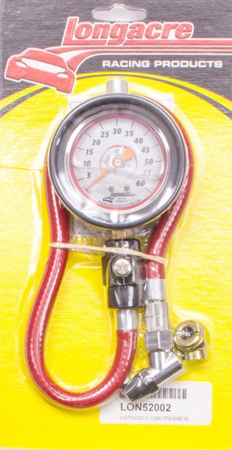 Longacre Tire Gauge 0-60PSI 2.5in GID Liquid Filled Wheel and Tire Tools Tire Pressure Gauges main image