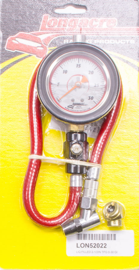 Longacre Tire Gauge 0-30PSI 2.5in GID Liquid Filled Wheel and Tire Tools Tire Pressure Gauges main image