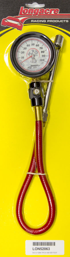 Longacre Tire Gauge 0-100PSI 2.5 in GID Deluxe Foot Valve Wheel and Tire Tools Tire Pressure Gauges main image