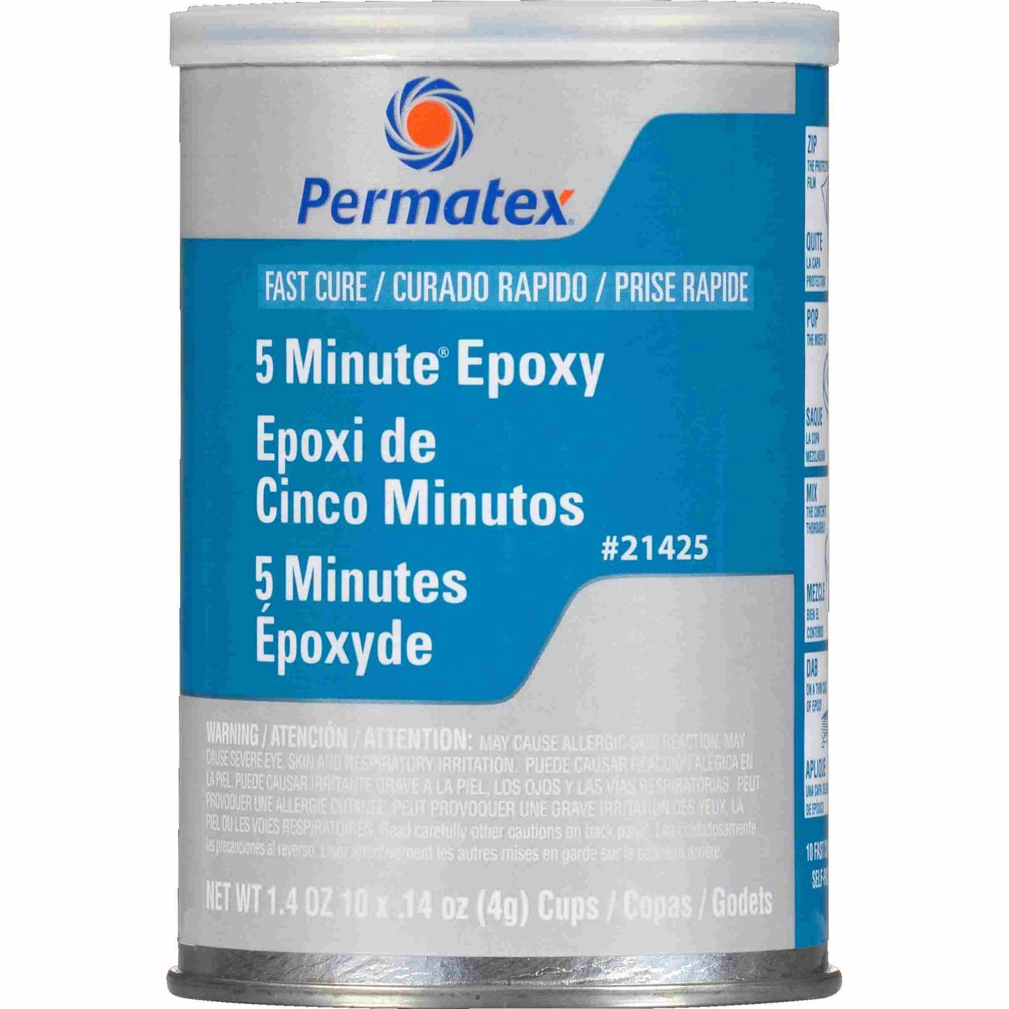 Permatex Fast Cure Epoxy (pre-measured mixer cups), 1 can of 10 - 4 g