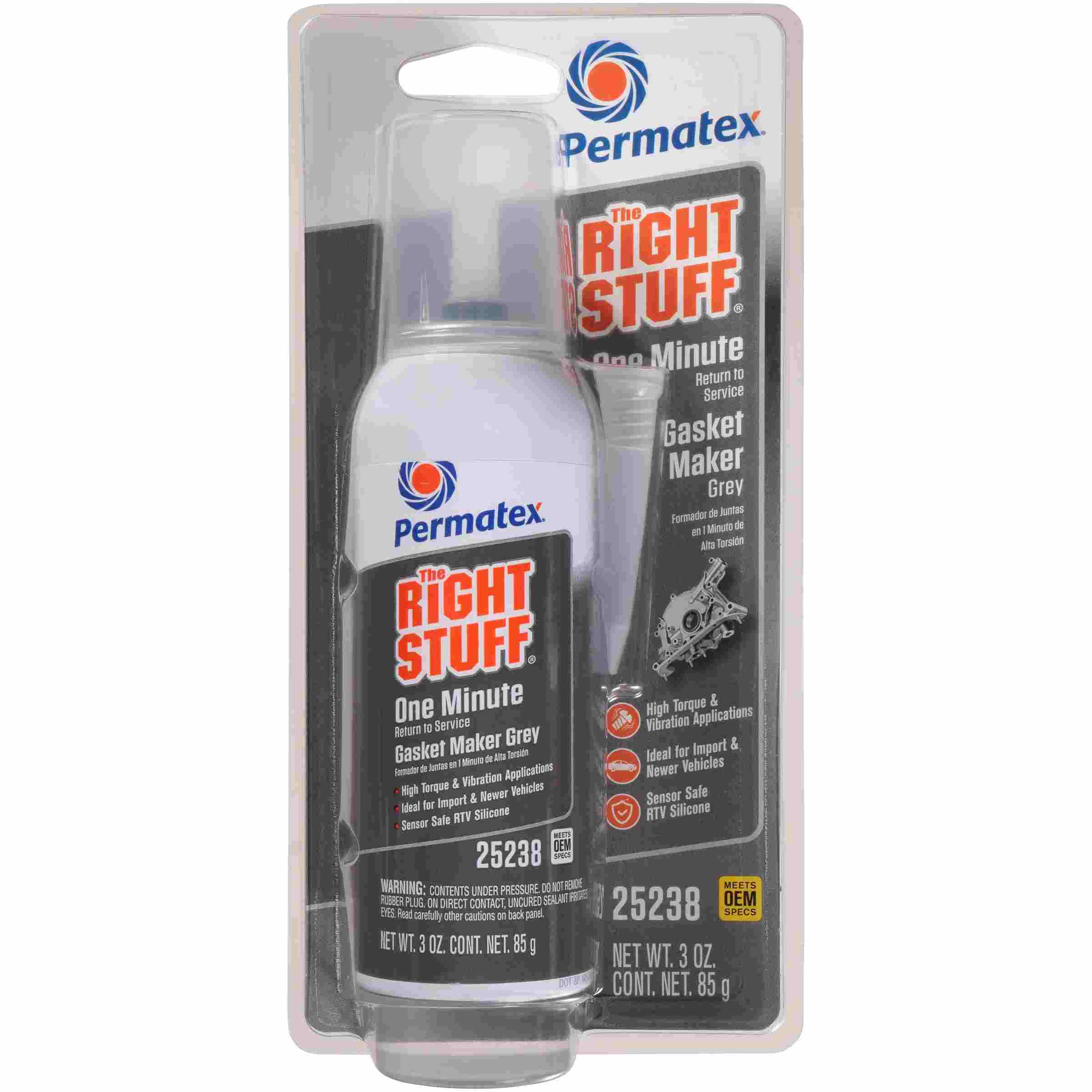 Permatex THE RIGHT STUFF GREY 1 MINUTE GASKET, 3 oz net wt aerosol