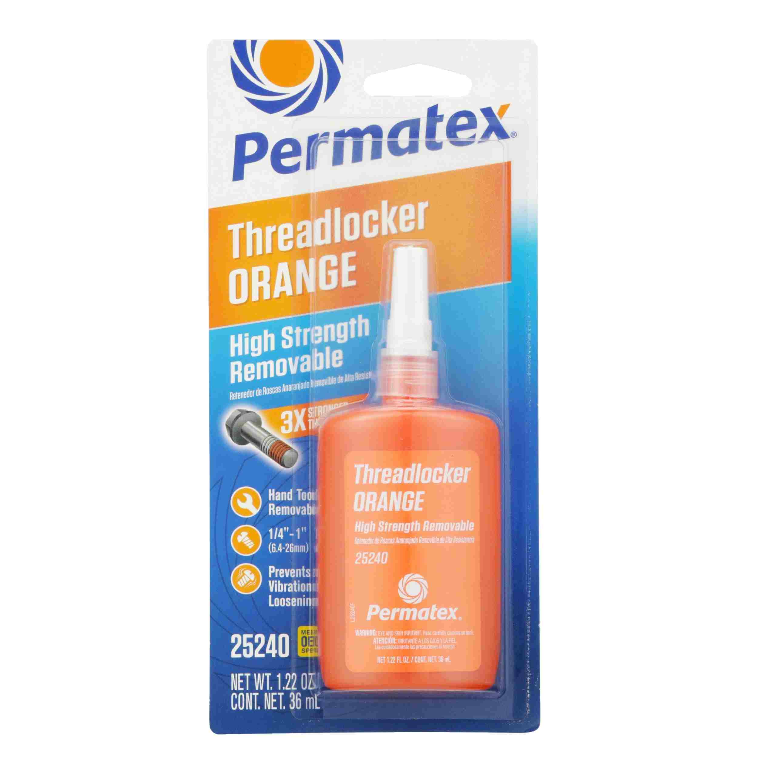 Permatex Threadlocker High Streng th Orange 35ml Bottle PEX25240