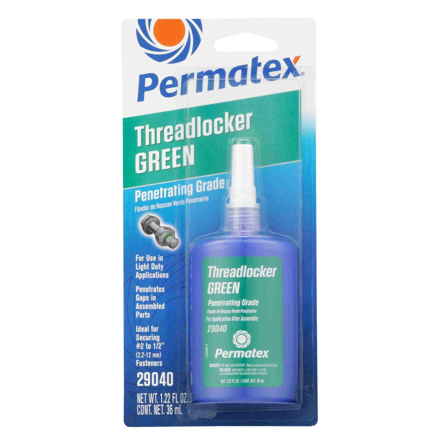 Permatex Penetrating Grade Threadlocker Green , 36 mL bottle, carded,