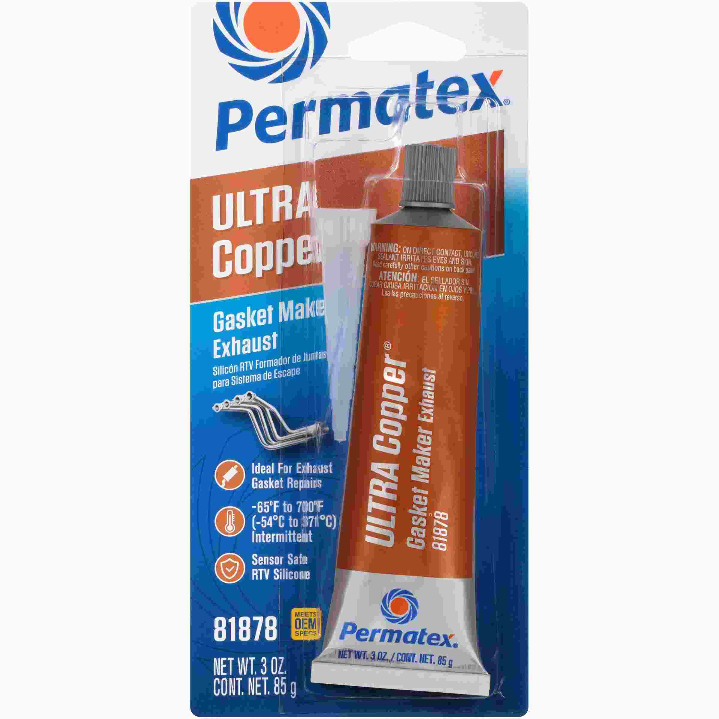 Permatex ULTRA COPPER Max Temp RTV Silicone Gasket Maker, 3 oz tube