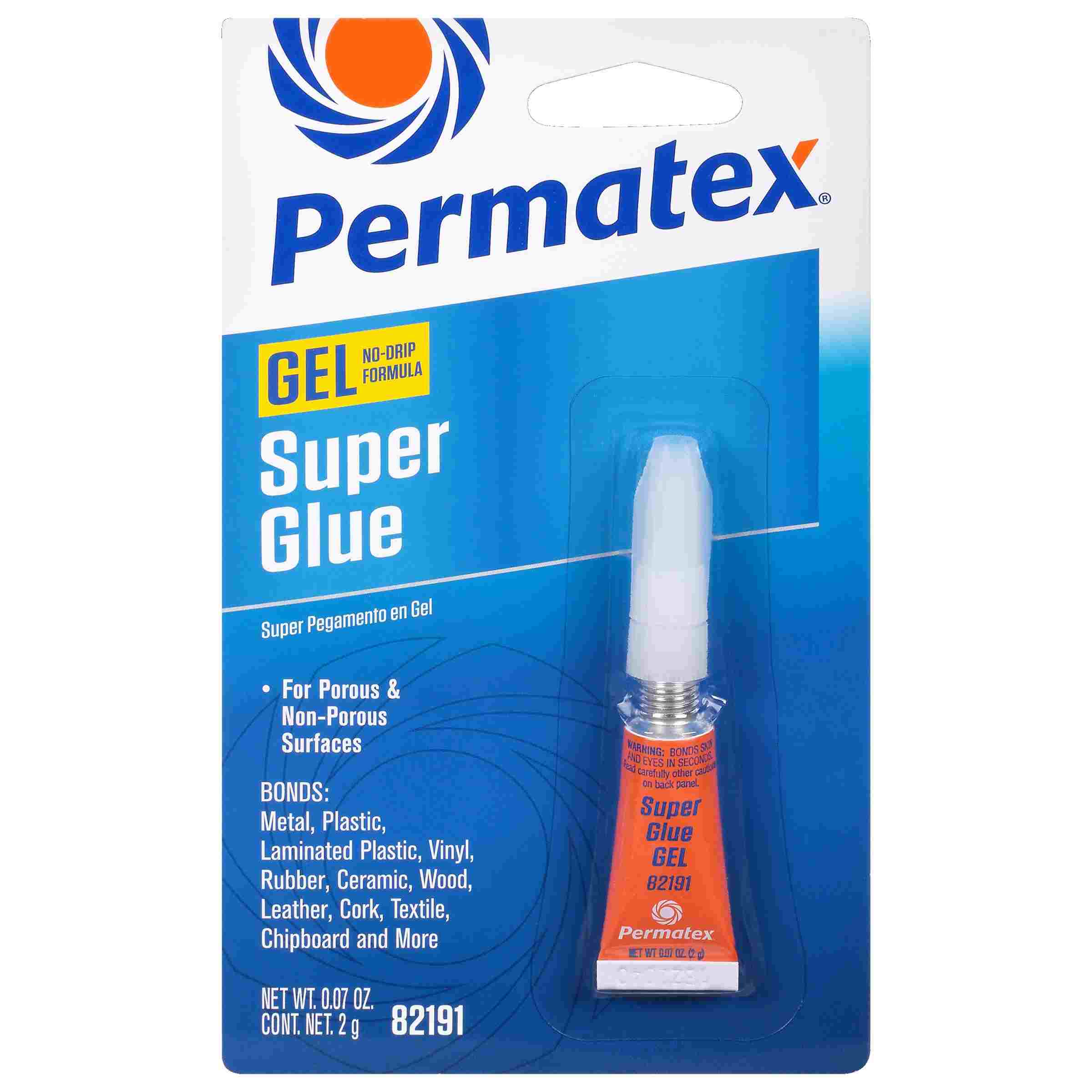 Permatex Super Glue Gel, 2 g tube, carded, Each