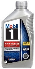 Mobil Oil; SAE 5W-20; Full Synthetic; 1 Quart Bottle; Single; High Mileage