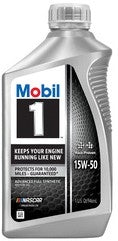 Mobil Oil SAE 15W-50 - Synthetic, 1 Quart Bottle, Single