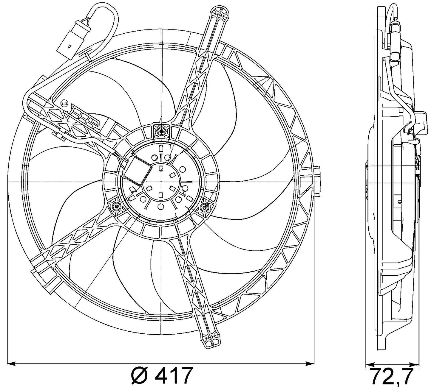 MAHLE Behr A/C Condenser Fan Assembly 351042741