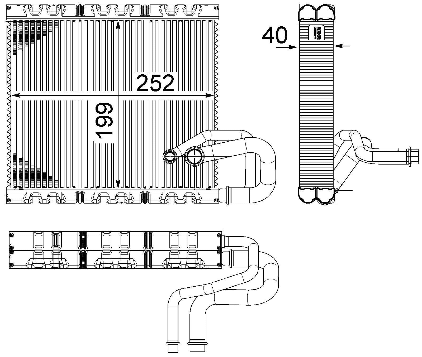 MAHLE Behr A/C Evaporator Core 351331131