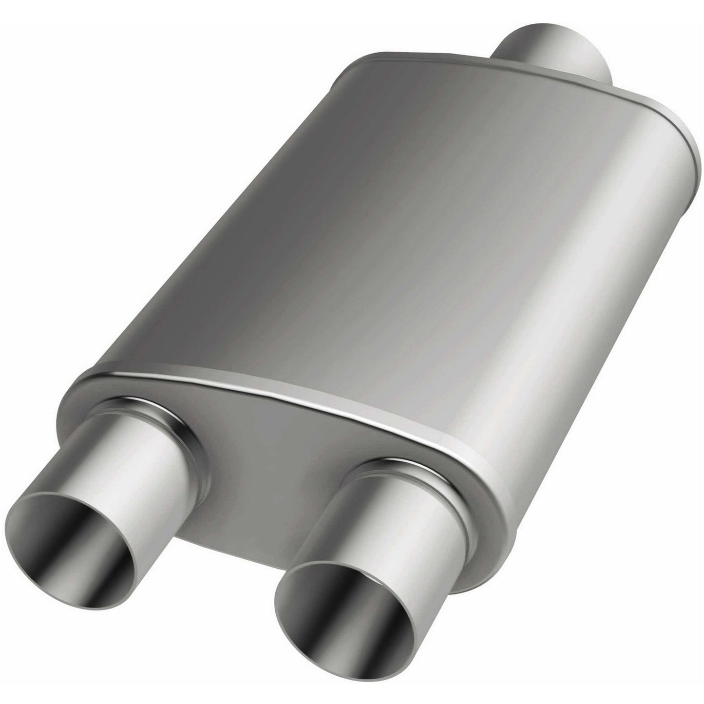 MagnaFlow Exhaust Products Stainless Muffler 3in Inlet/Dual 2.5in Out MAG12198