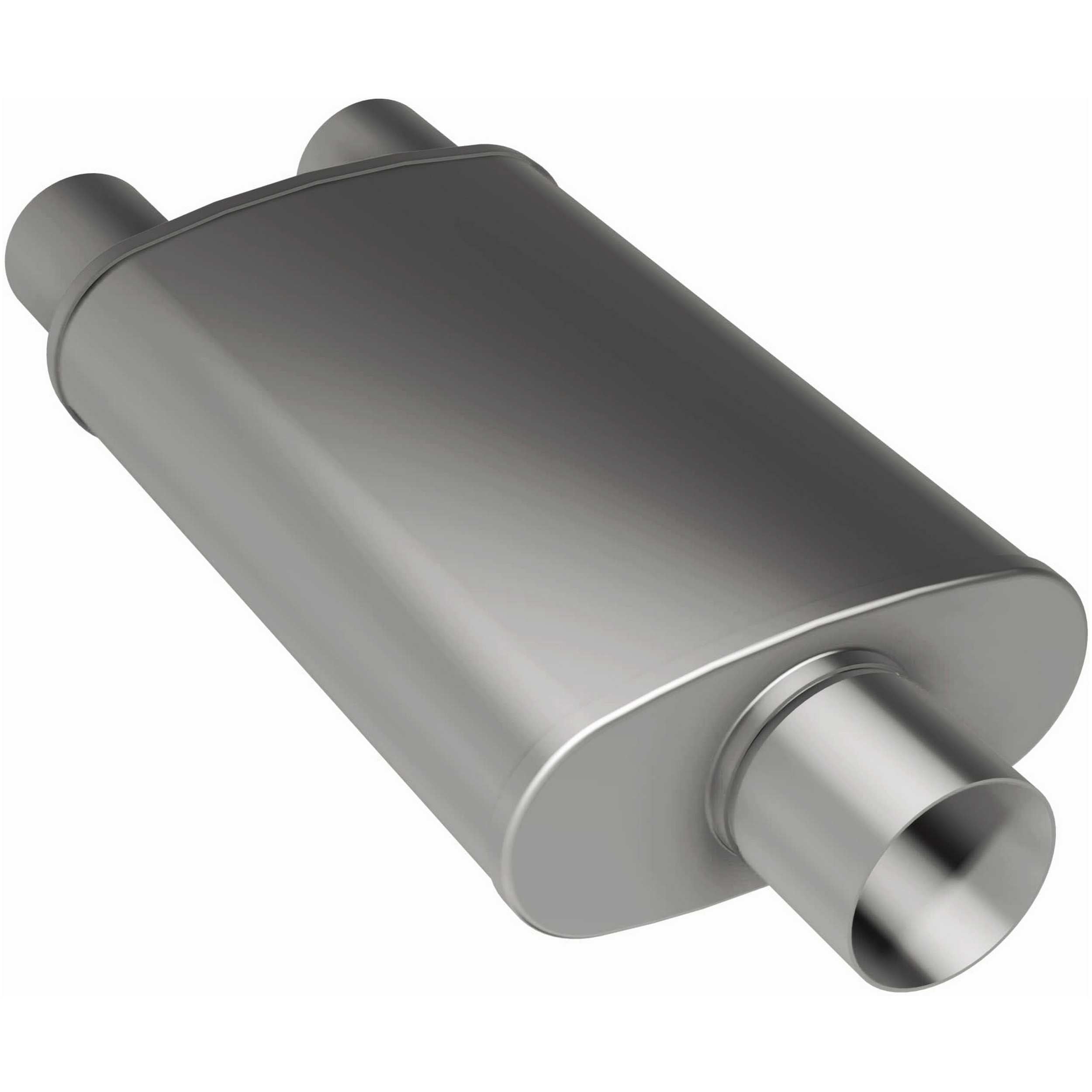 MagnaFlow Exhaust Products Stainless Muffler Single 2.5in In Dual 2.25in Out MAG12580