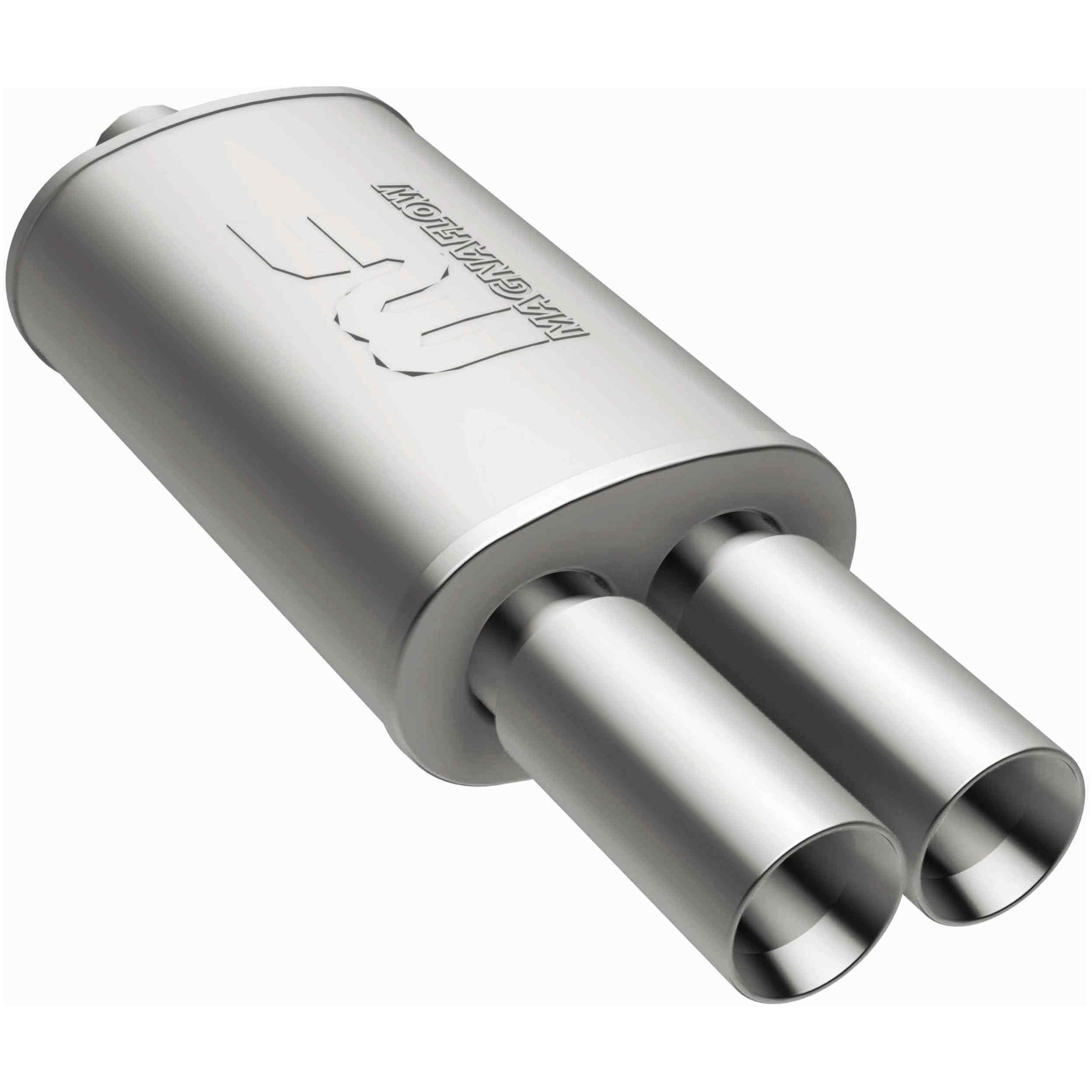 MagnaFlow Exhaust Products Stainless Muffler 2.25in In / Dual 3in Tips Out MAG14815