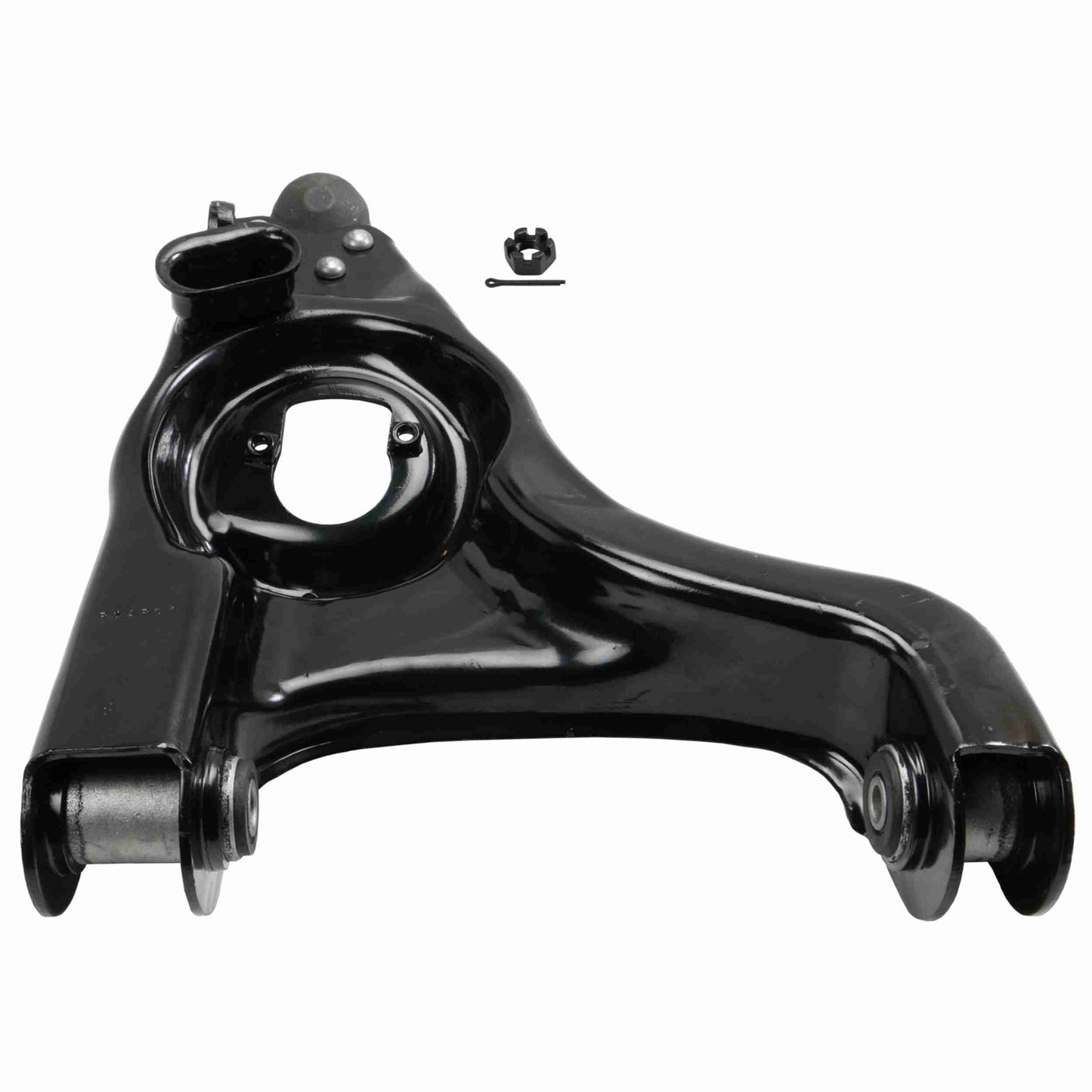 Moog Control Arm and Ball Joint Assembly:Rubber Bushing,Black Painted,Dodge