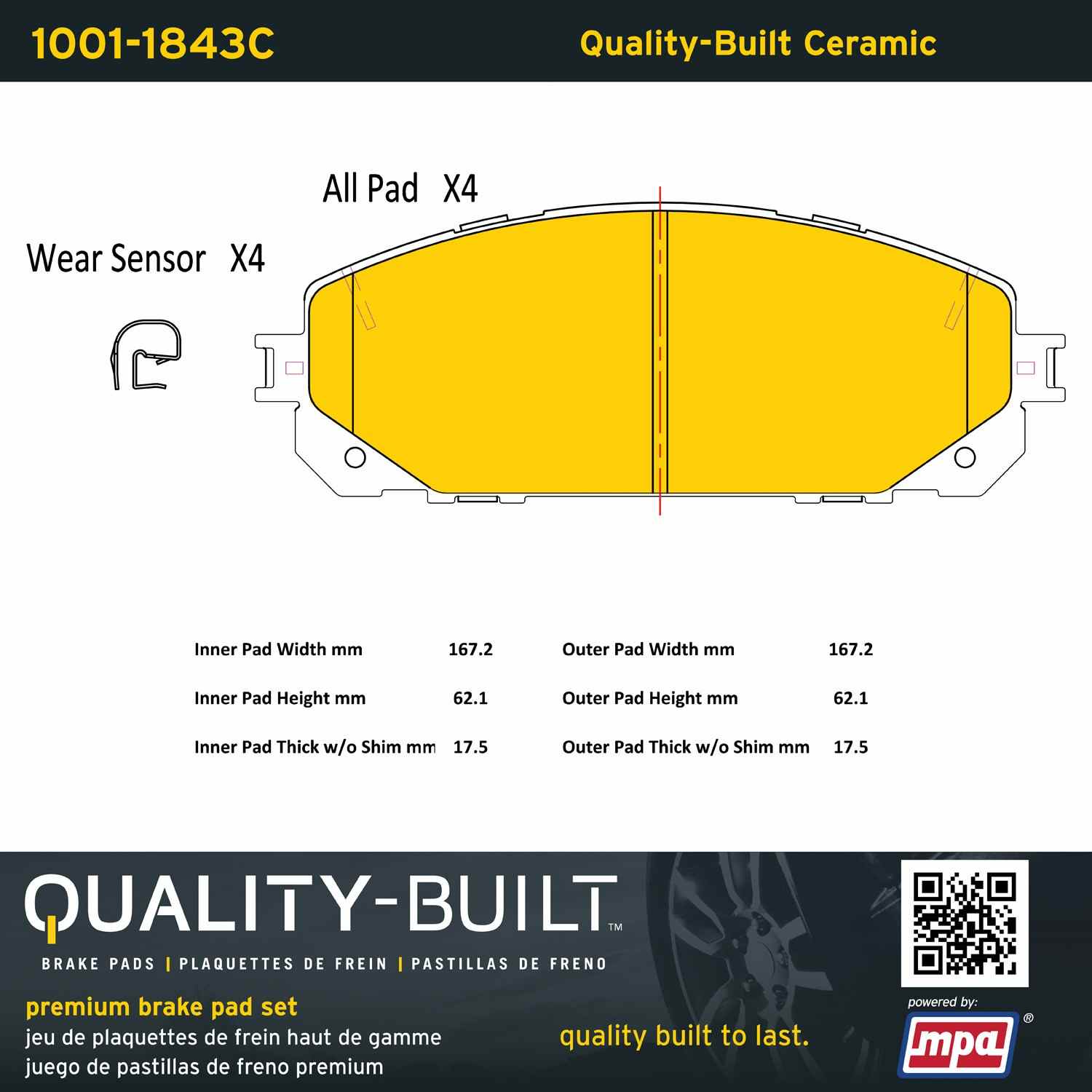 Quality-Built Quality-Built Premium Ceramic Brake Pads w/ Hardware 1001-1843C