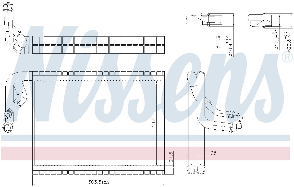 Nissens A/C Evaporator Core  top view frsport 92370