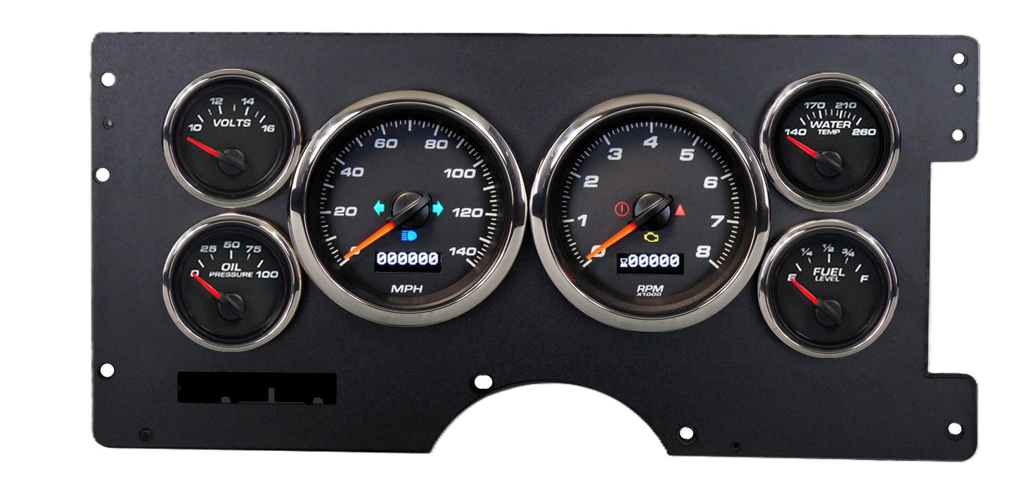 NEW VINTAGE USA Gauge Kit GM Truck 88-94 Performance II Black Gauges and Accessories Gauge Kits main image