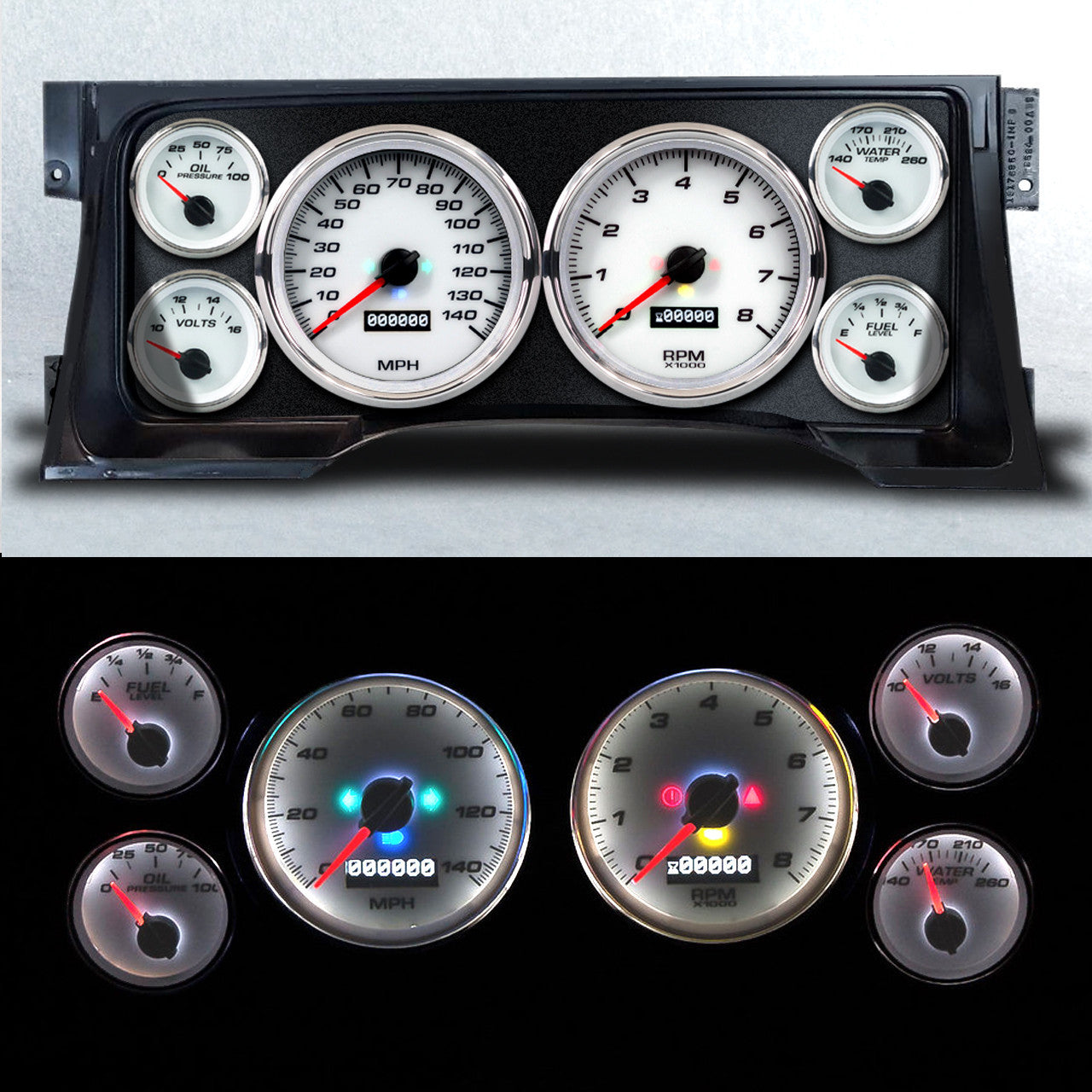 NEW VINTAGE USA Gauge Kit GM Truck 95-98 Performance White Gauges and Accessories Gauge Kits main image