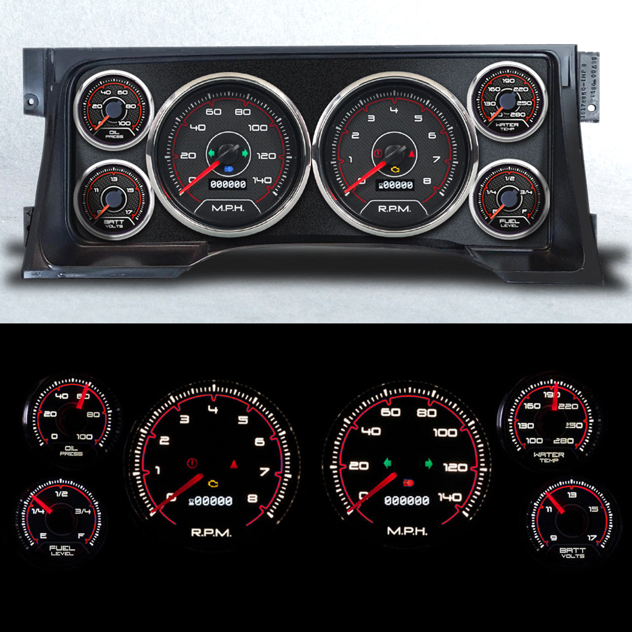 NEW VINTAGE USA Gauge Kit GM Truck 95-98 CFR Red Gauges and Accessories Gauge Kits main image