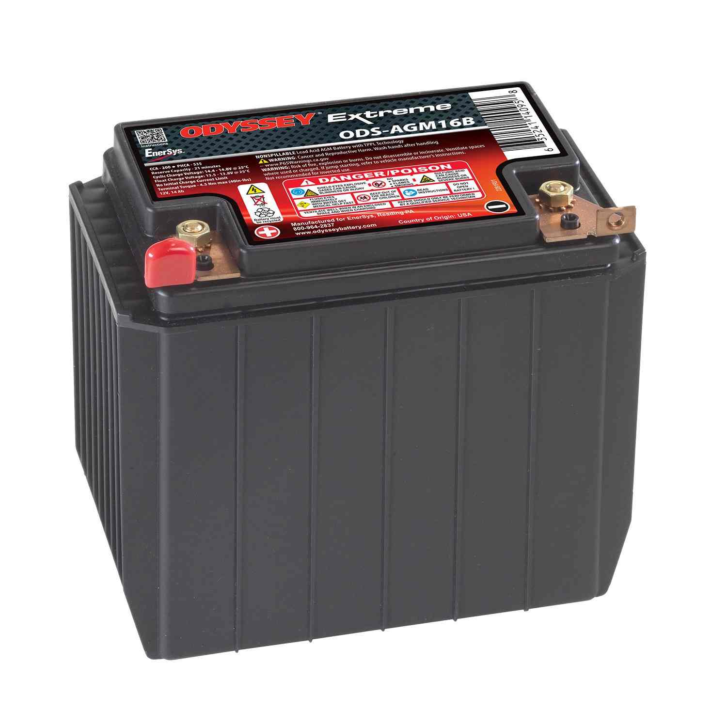 Odyssey Battery 200CCA/265CA M6 Female Terminal ODS-AGM16B