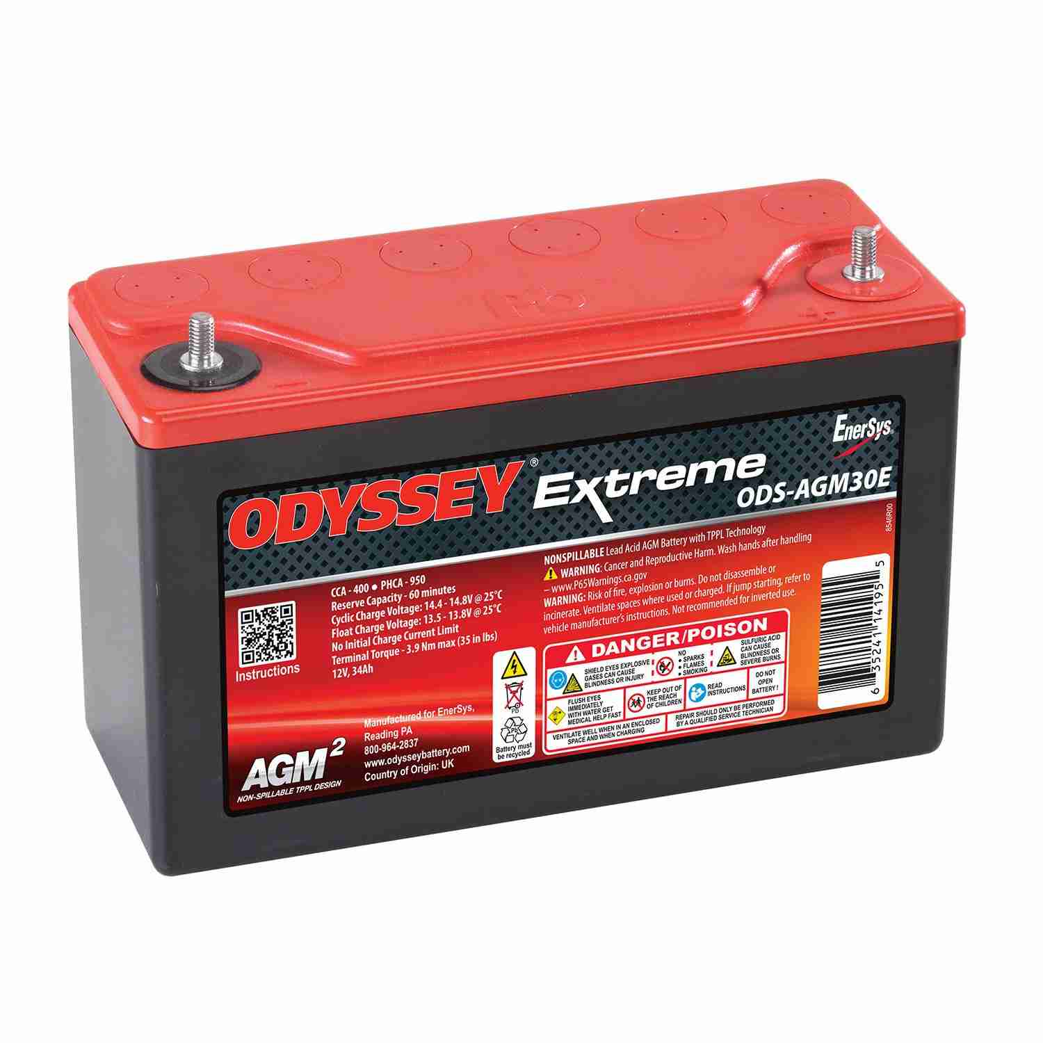 Odyssey Battery Powersport Extreme AGM Battery (PC950) ODS-AGM30E