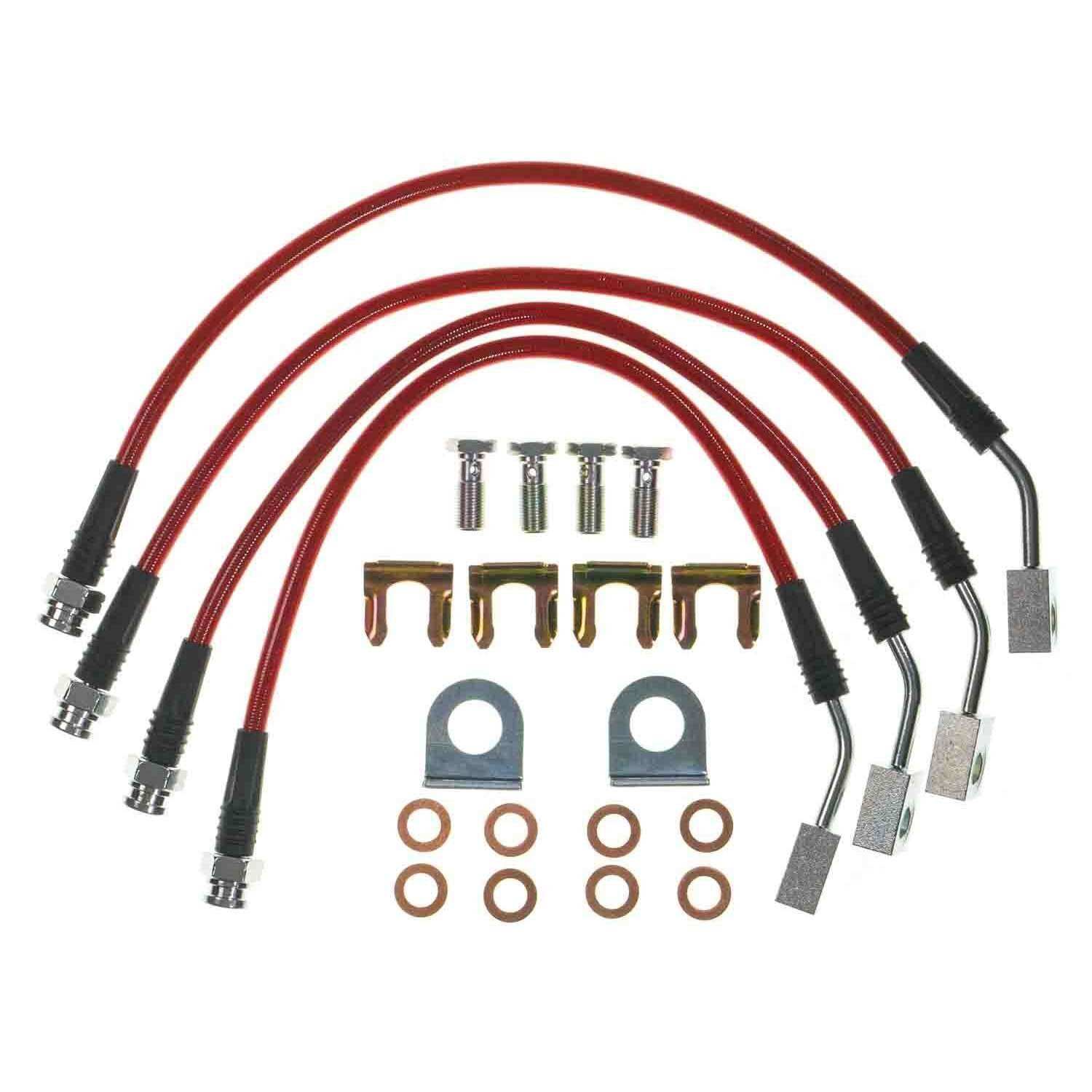 PowerStop Power Stop 97-04 Chevrolet Corvette Front & Rear SS Braided Brake Hose Kit BH00048