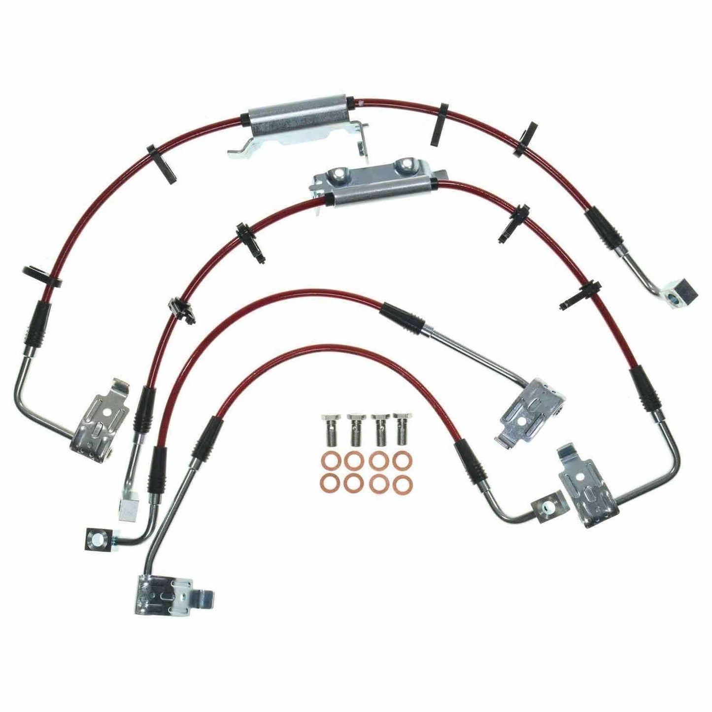 PowerStop Power Stop 07-17 Jeep Wrangler Front & Rear SS Braided Brake Hose Kit (Stock Ride Height) BH00139
