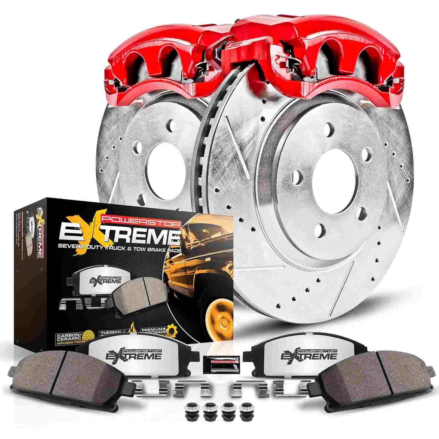 PowerStop Power Stop 00-05 Ford Excursion Front Z36 Truck & Tow Brake Kit w/Calipers KC1905-36
