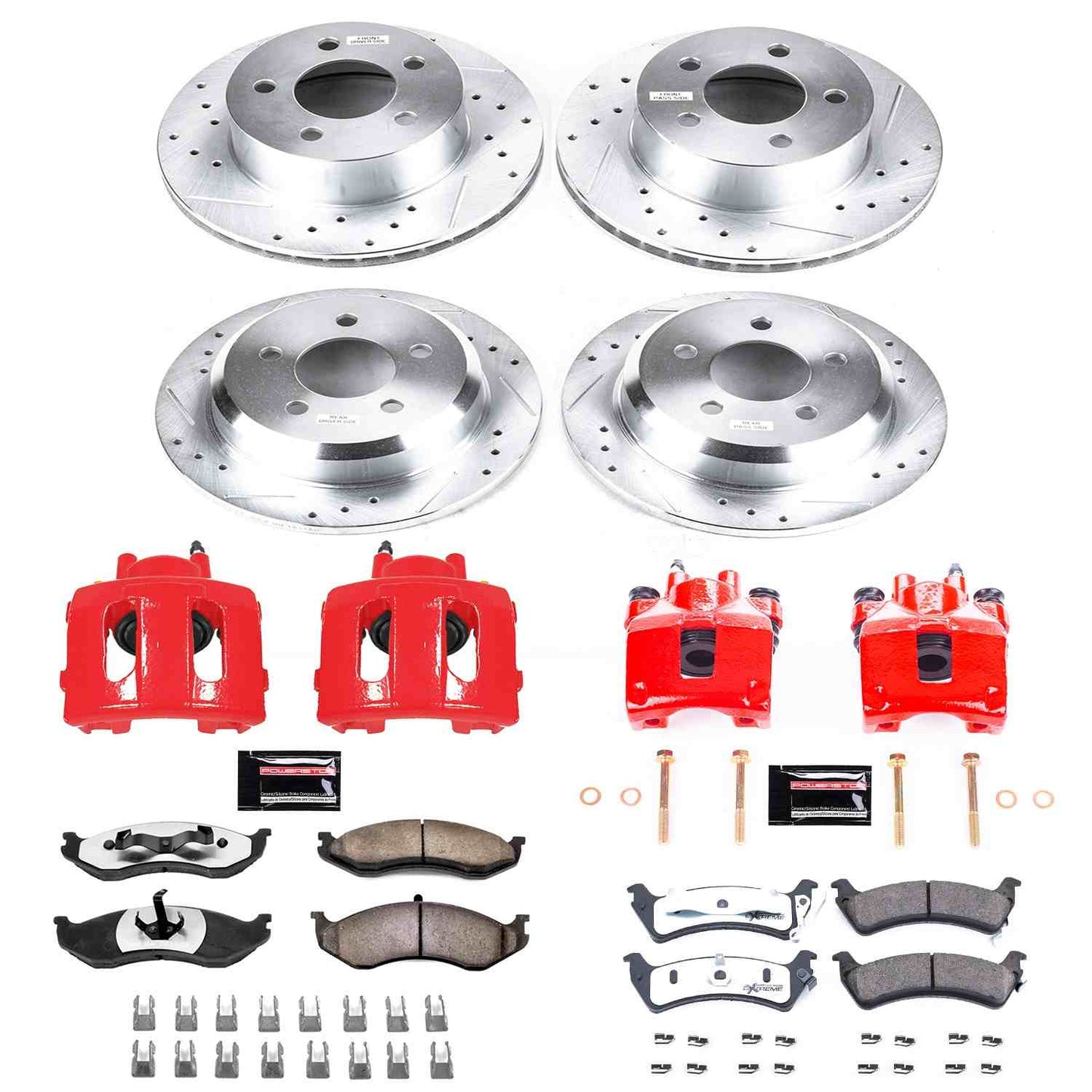 PowerStop Power Stop 95-98 Jeep Grand Cherokee Z36 Truck and Tow Kit w/ Calipers - Front and Rear KC2121-36