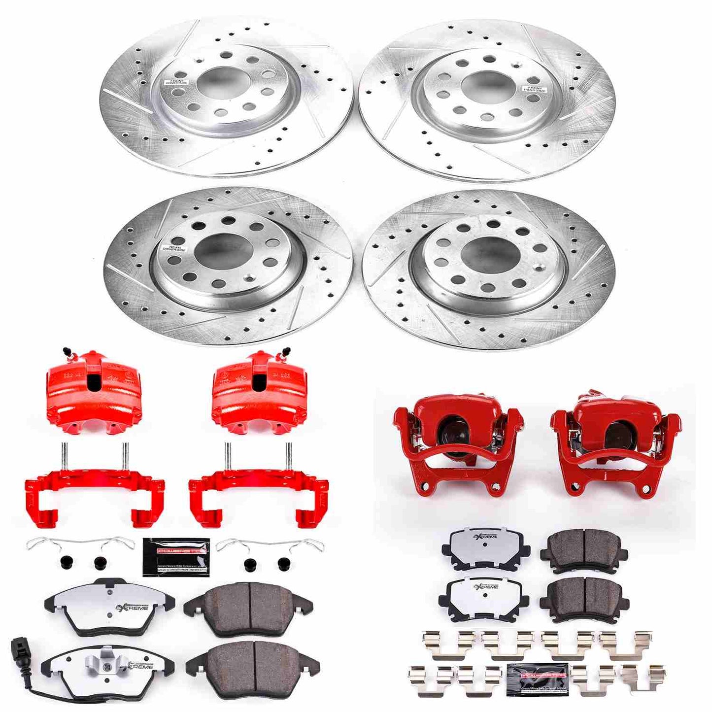 PowerStop Power Stop 06-08 Audi A3 Z26 Street Kit w/ Calipers - Front and Rear KC2260D-26
