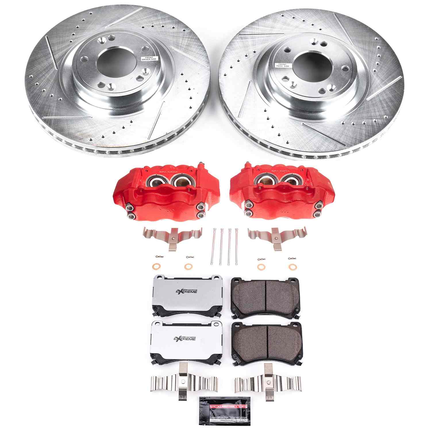 Power Stop 09-14 Hyundai Genesis Front Z26 Street Warrior Brake Kit w/Calipers KC5843-26