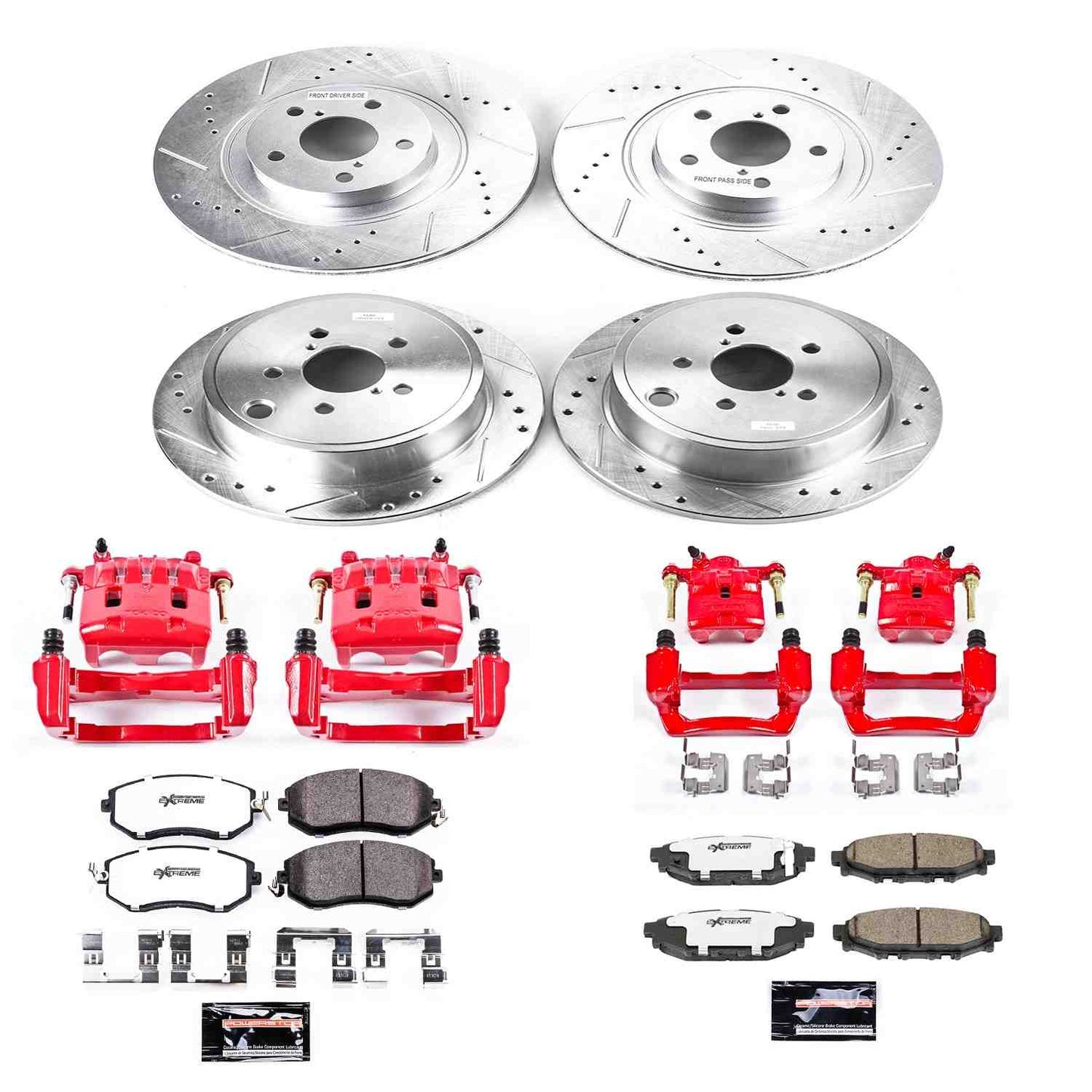 PowerStop Power Stop 10-13 Subaru Forester Z26 Street Kit w/ Calipers - Front and Rear KC6083-26