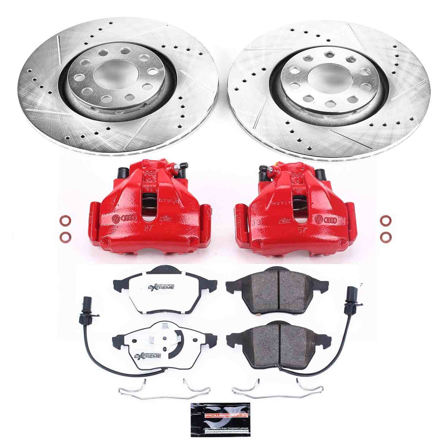 PowerStop Power Stop 98-99 Audi A6 Front Z26 Street Warrior Brake Kit w/Calipers KC636-26