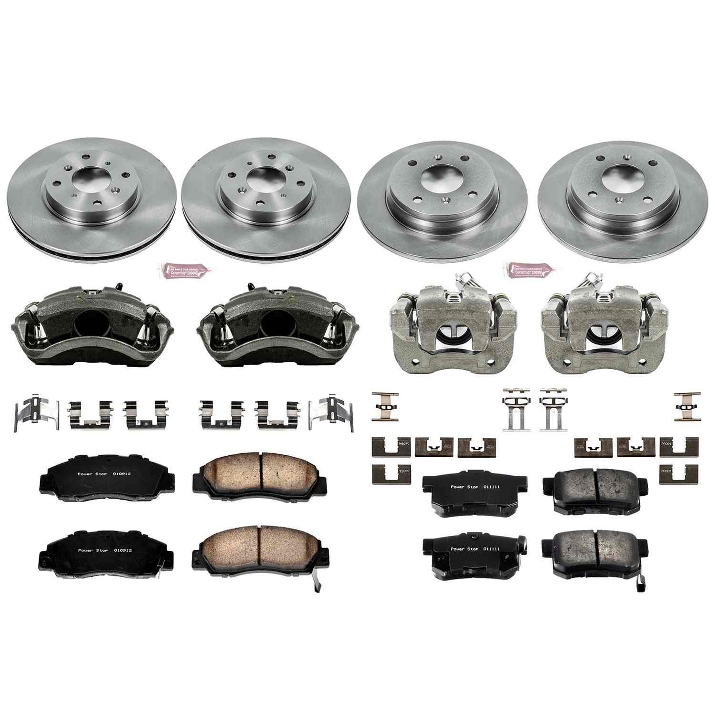 PowerStop Power Stop 93-96 Honda Prelude Autospecialty Kit w/ Calipers - Front and Rear KCOE1038