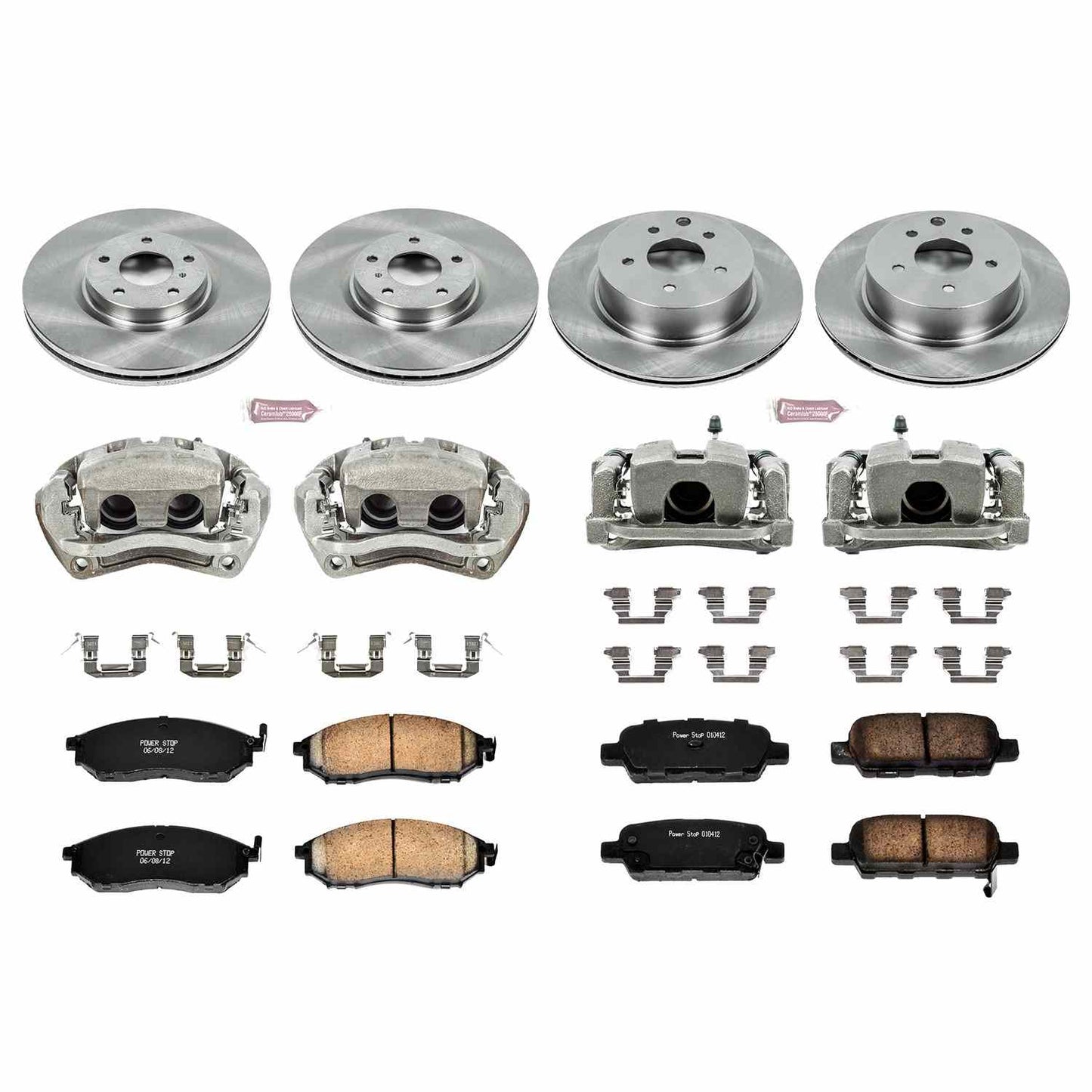 PowerStop Power Stop 07-08 Infiniti G35 Autospecialty Kit w/ Calipers - Front and Rear KCOE114A