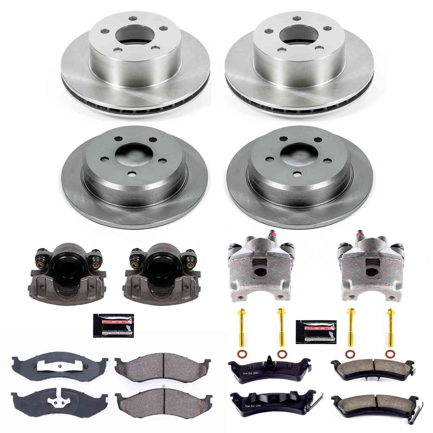 PowerStop Power Stop 93-98 Jeep Grand Cherokee Autospecialty Kit w/ Calipers - Front and Rear KCOE2121