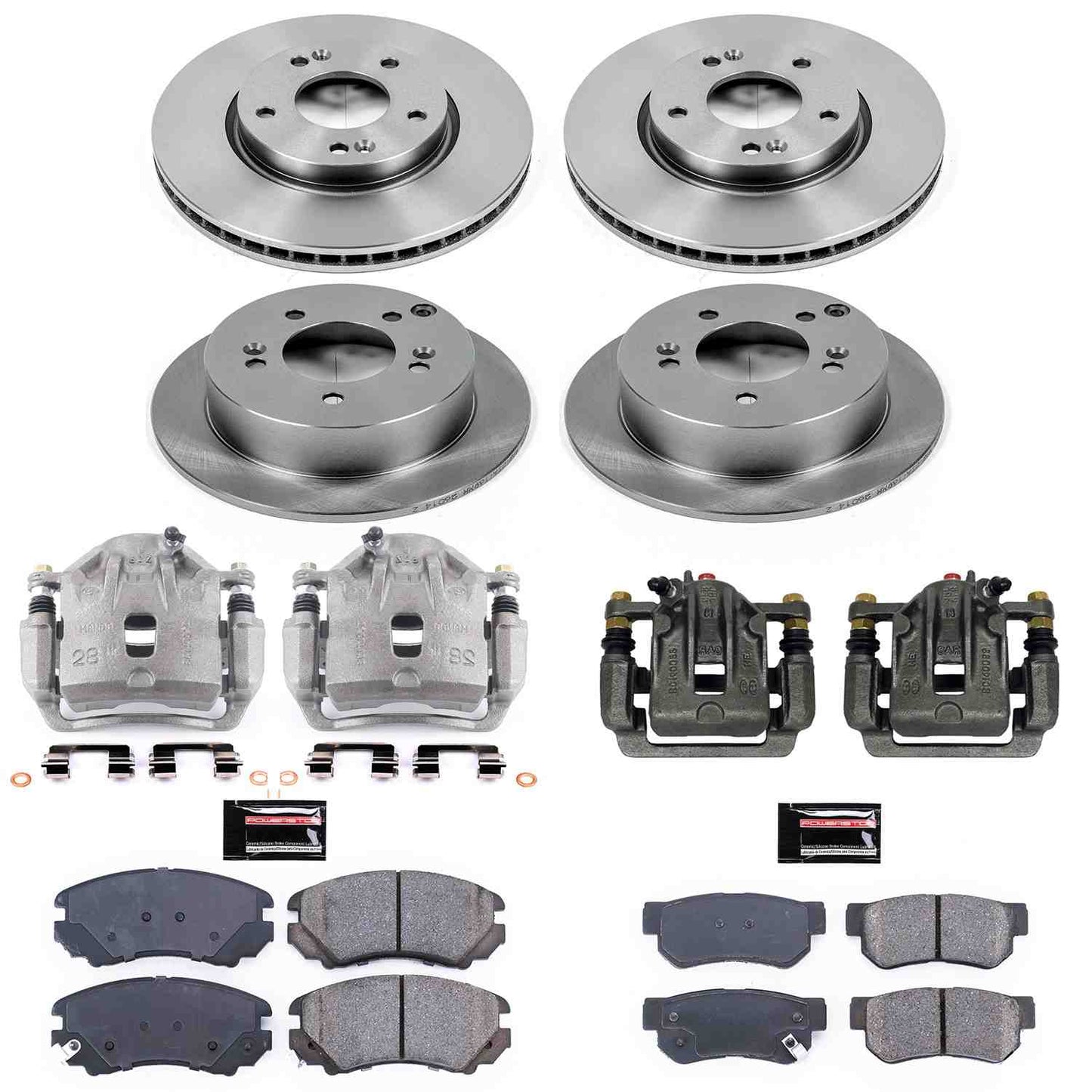 PowerStop Power Stop 05-09 Hyundai Tucson Autospecialty Kit w/ Calipers - Front and Rear KCOE4449A