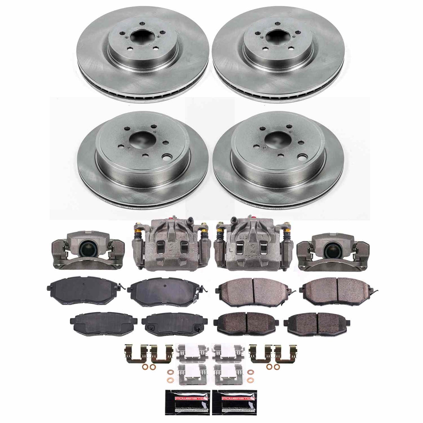 PowerStop Power Stop 10-14 Subaru Legacy Front and Rear Autospecialty Kit w/Calipers KCOE5830