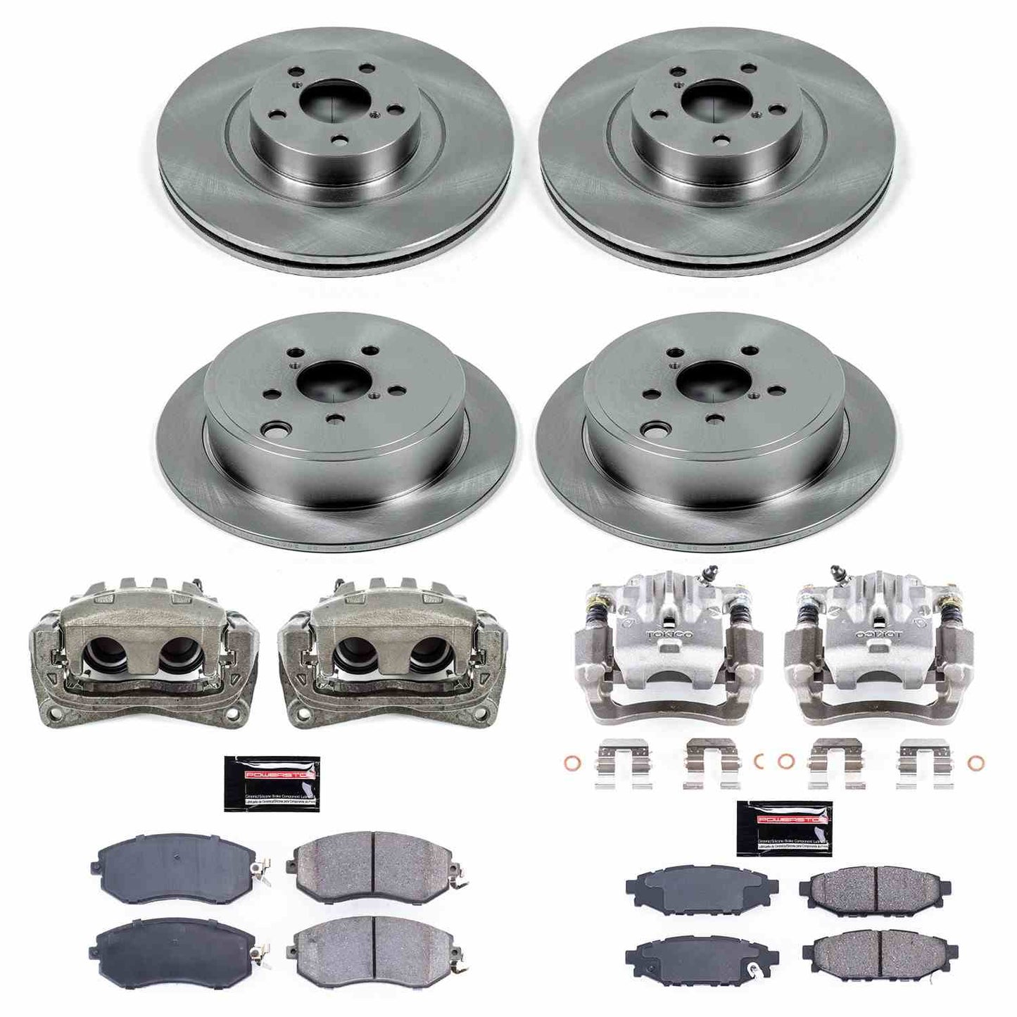 PowerStop Power Stop 13-14 Subaru Legacy Autospecialty Kit w/ Calipers - Front and Rear KCOE6083A